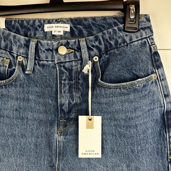 NWT Good American Good Boy High Rise Straight Leg Jeans size 2 (26") - Picture 2 of 6